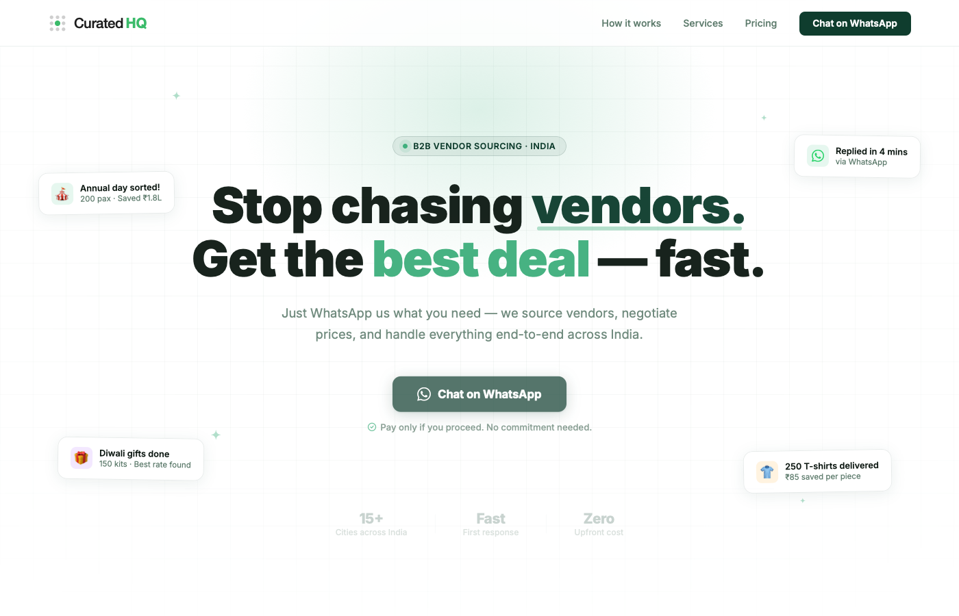 CuratedHQ — B2B procurement automation platform for Indian SMBs, built by MachX Labs